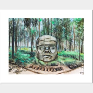 Olmec head Posters and Art